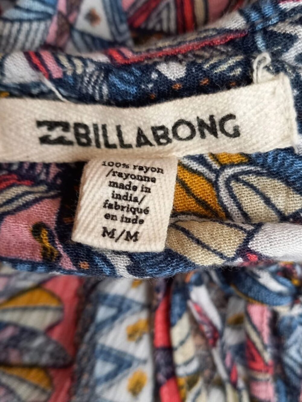 Billabong Printed Halter Mini Dress Size M – Boho Tribal Sleeveless Summer Dress - Picture 7 of 8